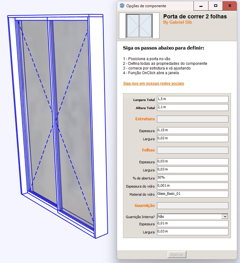 Porta de correr 2 folhas