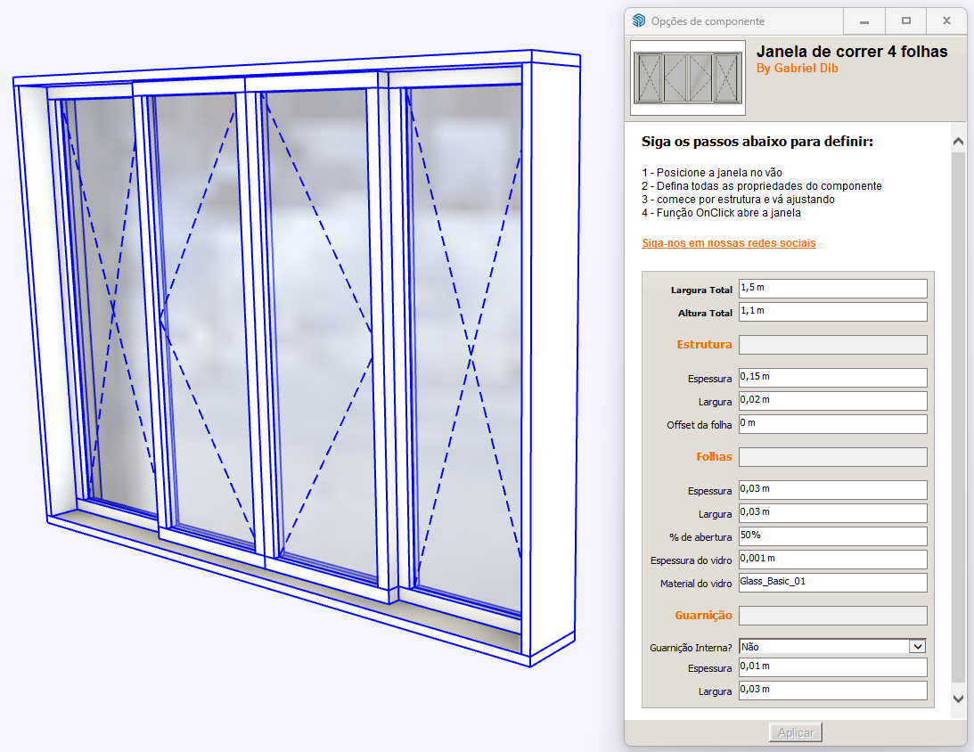 Janela de correr com 4 folhas