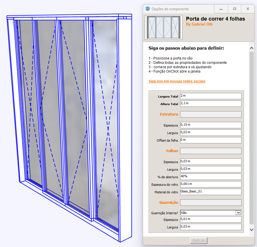 Porta de correr 4 folhas
