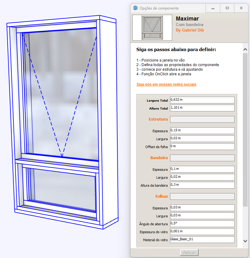 Janela Maxim-AR - bandeira inferior